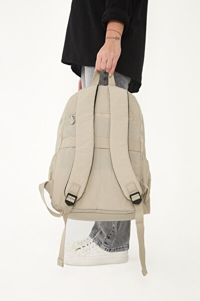 Çanta Trend Luxury Crinkle Fabric High School and Middle School Backpack + Monkey Keychain Gift