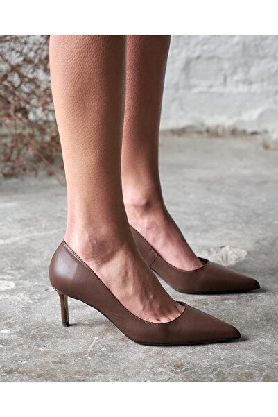 PELİN'İN AYAKKABILARI SİSTA 5 CM KAHVE DERİ STİLETTO