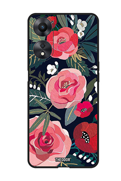 Theodor جراب واقٍ مضاد للخدش والصدمات لهاتف Oppo A98، زهور وأوراق