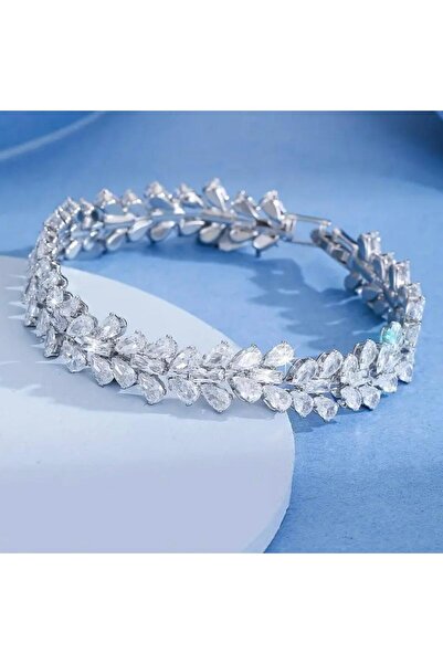 Haziran Aksesuar Altın Kaplama Zirkon Taşlı, Gümüş Kadın Bileklik