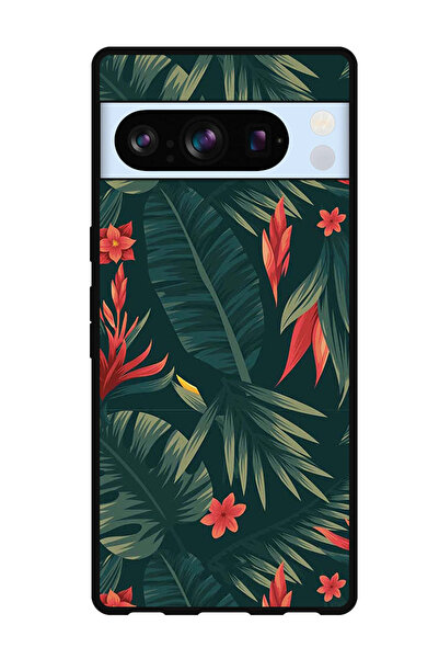 Theodor جراب واقٍ مضاد للخدش والصدمات لهاتف Google Pixel 8 Pro بأوراق خضراء