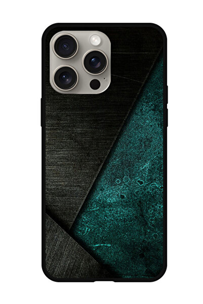 Theodor جراب واقٍ مضاد للخدش والصدمات لهاتف iPhone 15 Pro أسود بنقشة خضراء داكنة