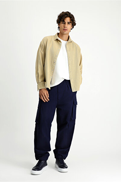 Kiğılı Дълга ръкавна, широка памучна риза с дебели ребра