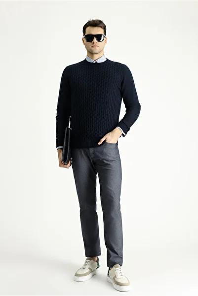 Kiğılı Crew Neck Regular Fit Seamless Patterned Knitwear Sweater