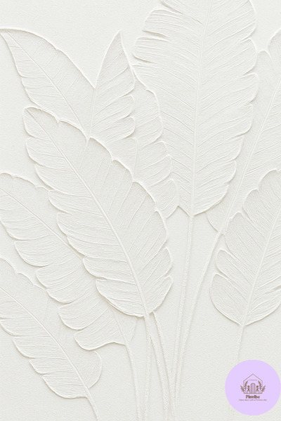 Home Dekoratif Kabartma Yaprak Tablo - 3D Beyaz Minimalist Duvar Dekoru, Modern ve Şık Ev Aksesuarı