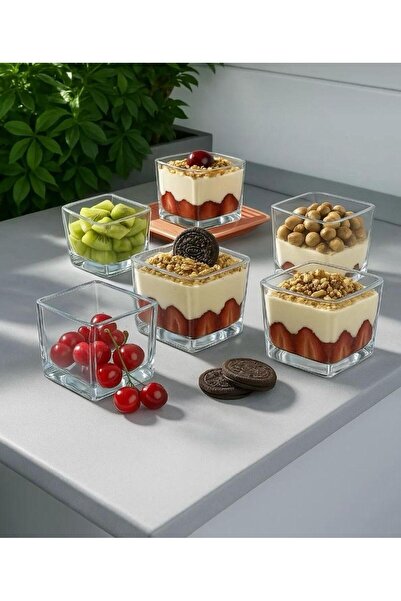 FARALYAHOME 6 Piece Magnolia Cup Bowl Glass Magnolia Pudding Dessert Ice Cream Bowl Presentation Set