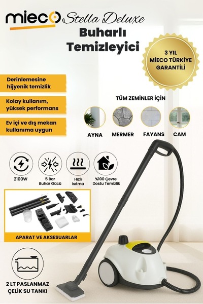 Mieco Stella Deluxe 2100W / Çok Fonksiyonlu Buharlı Temizleyici - Buharlı Tem...
