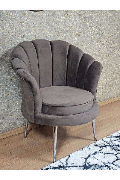 ZAFİR Tekli İstiridye Krom Kaplama Sivriltme Ayak Çay Seti Koltuk Tekli Berjer , Balkon, Salon, Ofis