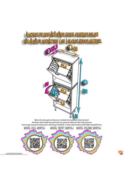Modilayn İLKİM Modern Çamaşır Ünitesi, 45x138x32,5 cm Gizli 4 Göz Minimalist Akıllı Sepetli Dolap