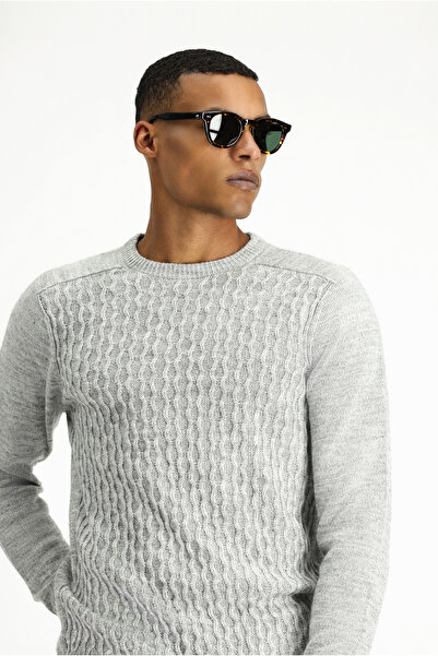 Kiğılı Crew Neck Regular Fit Seamless Patterned Knitwear Sweater