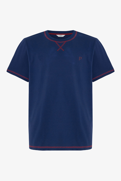 Penti Indigo Men's Navy Star Crew Neck Cotton Shorts Pajama Set