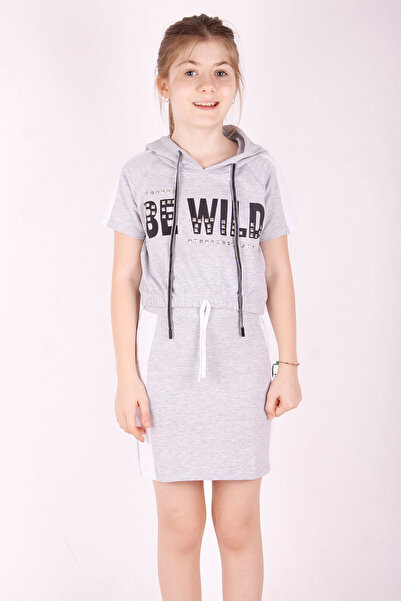 Toontoy Girl's Hooded Be Wild Printed Skirt Suit