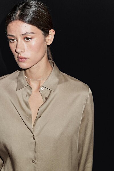 Massimo Dutti Yakalı dökümlü gömlek