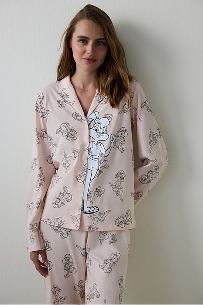 Penti Light Pink Lola Bunny Shirt Collar Long Sleeve Pajamas Set