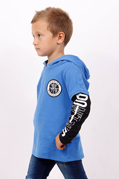 Toontoy Момчешка суитшърт - с качулка и принтирани ръкави