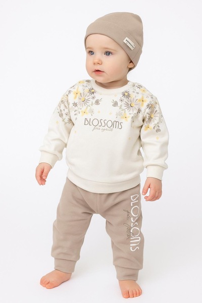 MixMax Bebe Baby Girl Beanie Bottom Top Long Sleeve Floral 3 Piece Set