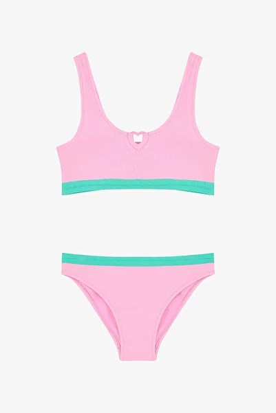 Penti Set de bikini pentru fetiță, roz deschis, cu guler cu șalter