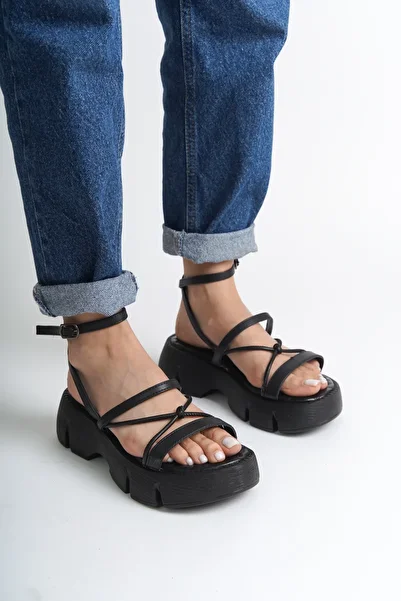 Capone Outfitters Sandale Amy pentru damă - Talpă groasă, curea la gleznă, talpă confortabilă