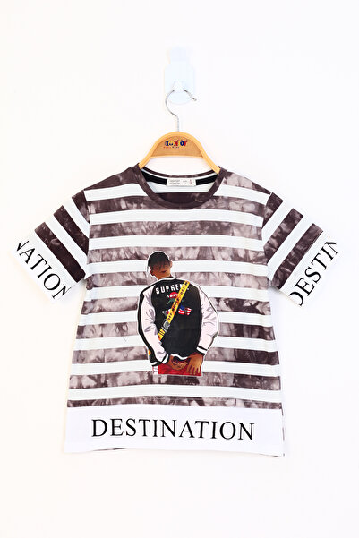 Toontoy Πλήρες μπλουζάκι B με τύπωμα με ρίγες για αγόρι