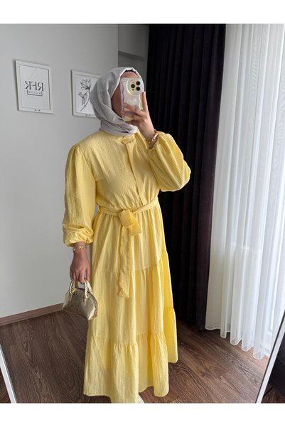 RFK Butik Women's Belinda Begonia Waist Belted Dress Yellow