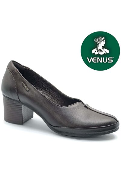 Venüs Petra Genuine Leather Comfort Orthopedic Women's Heeled Shoes Brown