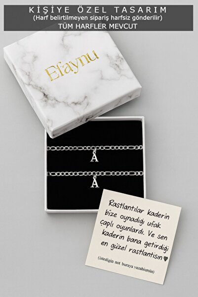 EFAYNU Çelik 2 Adet Harfli Bileklik Sevgili , Çift , Arkadaş , Bilekliği, Kişiye Özel