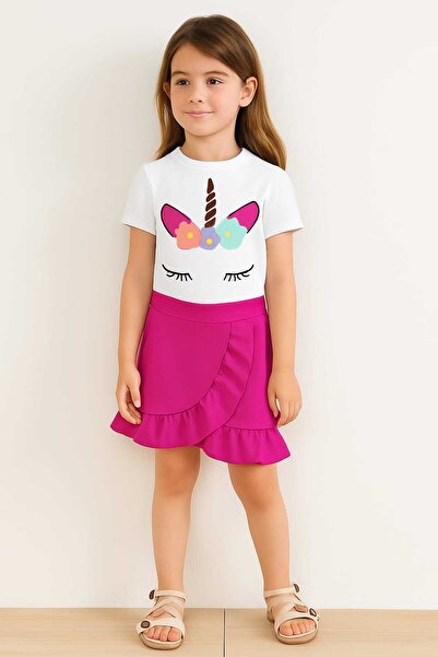 bebekpare بدلة تنورة مكشكشة للفتيات مطبوعة