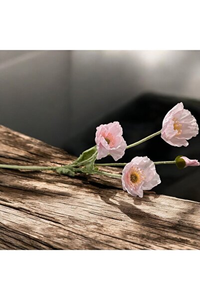 Lilac Home Yapay Çiçek 4’lü Gelincik Dalı 60 Cm Toz Pembe