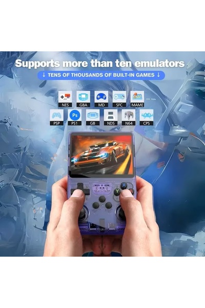 VEVOR Consolă retro portabilă R36S, 64GB, 15000 jocuri, ArkOS 2.0, N64 PSP PS1 PlayStation, violet