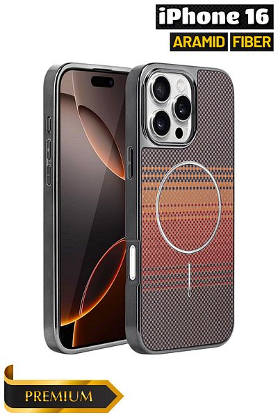 EWEC iPhone 16 Compatible Magsafe Supported Aramid Fiber Premium Phone Case – Velvet Inner Surface