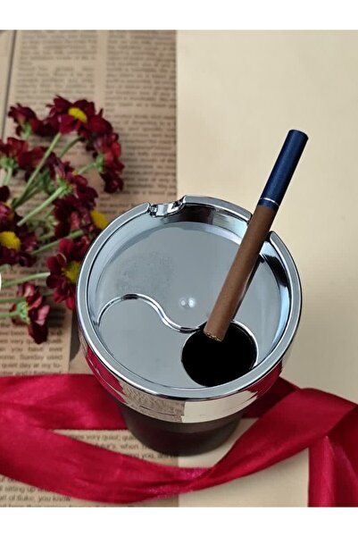 Zippo Marka Kokusuz Oynar Kapaklı Buyuk Siyah Metal Lüks Küllük Kaliteli Kül Tablas