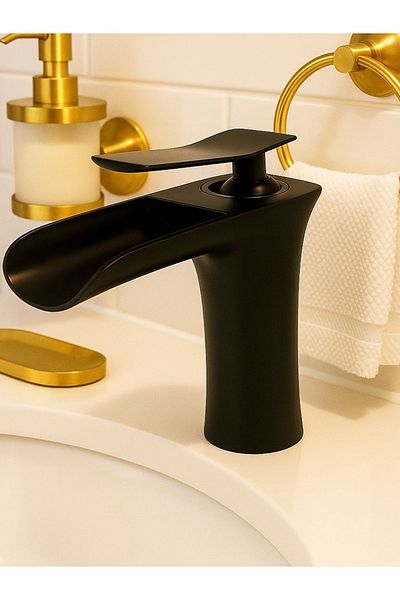 RUDİS Matte Waterfall Sink Faucet - Brass Material