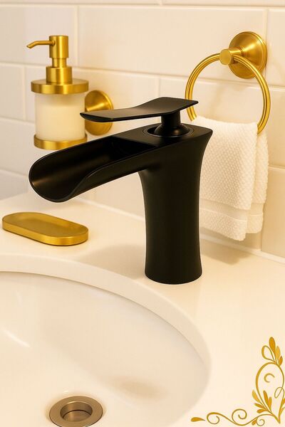 RUDİS Matte Waterfall Sink Faucet - Brass Material