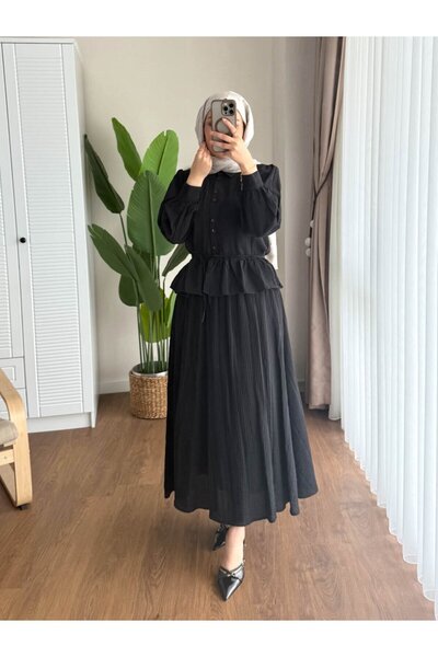 RFK Butik Women's Melinda Begonia Fabric Skirt Double Suit Black