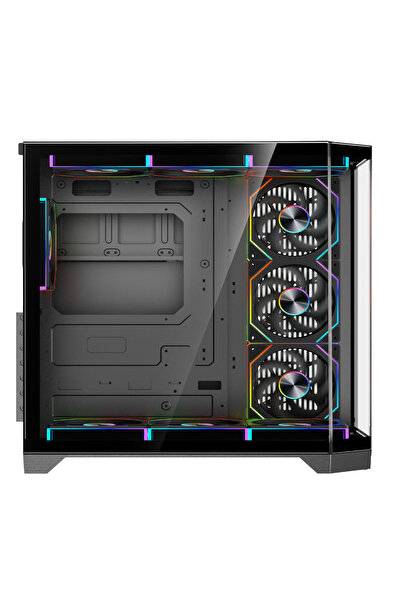 SPEARPC DOST60PLUS 7 مراوح ARGB ATX Gaming Case مع جهاز تحكم عن بعد باللون الأسود
