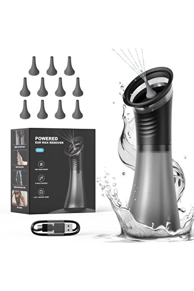 OEM Aparat curatare urechi electric 2 in 1, 3 presiuni, 230ml, USB-C, IPX7, negru