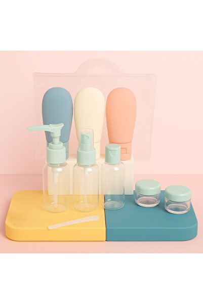 TARIK HOME Seyahat Kiti 9 Parça Renkli Seyahat Bakım Ve Kozmetik Seti, Krem K...