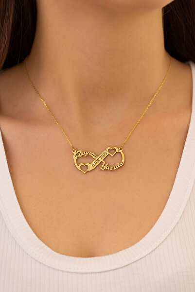 KAR DİAMOND 925 Ayar Gümüş Altın Kaplama Kişiye Özel isimlik Sonsuzluk Kadın ...