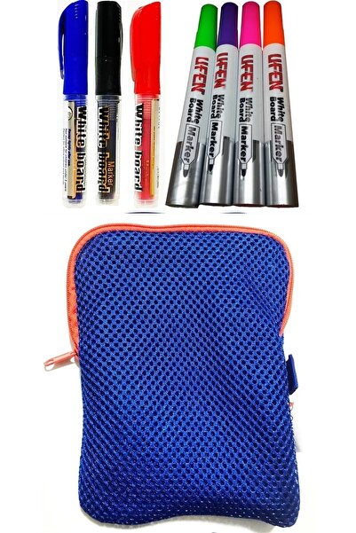 Mahi Max Mavi Kalemlik & 7'li Beyaz Tahta Kalemi-4 Renk Ufen Tahta Kalemi Kar...