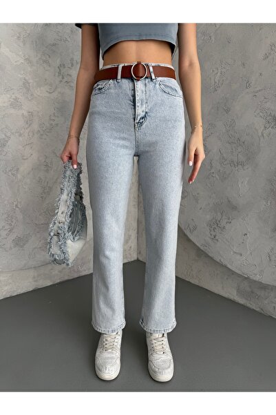 Bluezoni Γυναικείο ψηλόμεσο ελαστικό τζιν παντελόνι Palazzo με φαρδιά μπατζάκ...