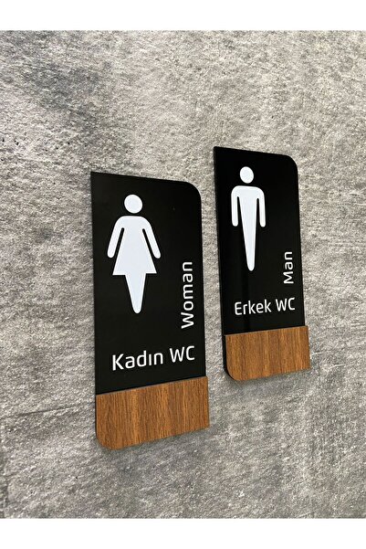 Yönline Timber Series Men's Women's Wc Set Direction Board