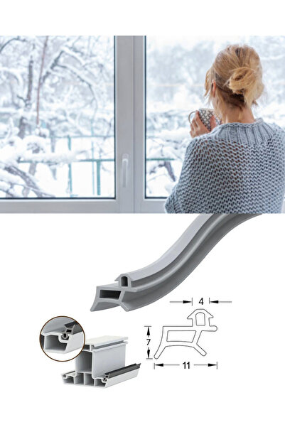 BABAWİCK Pen Kapı Pencere Contası Kasa Kanat Fitili 1 Metre Gri Standart Pima...