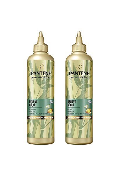 Pantene كريم طويل وقوي لإعادة بناء الشعر بدون شطف مع الخيزران والبروتين 270 م...