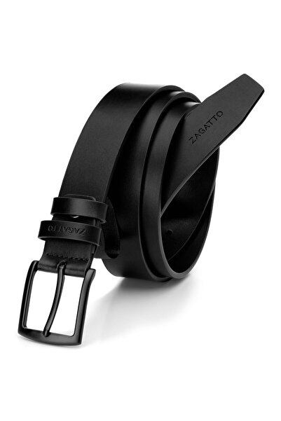 zagatto Curea bărbătească din piele naturală, neagră, 110 cm x 33 mm, cataram...