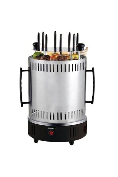 SOKANY Skewer maker 1500W, 8 non-stick skewers, automatic 360° rotation, smokeless, gray/black