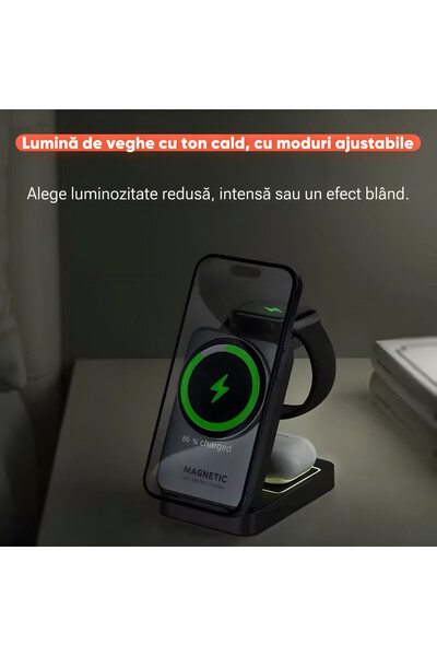 OEM 3 in 1 Foldable Magnetic Wireless Charger for iPhone, Apple Watch and Headphones, Fast Charging