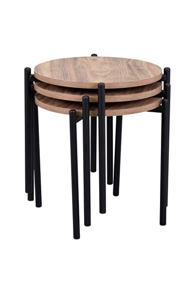 VİLİNZE Ay Metal Çok Amaçlı Zigon Tabure (3 Adet)