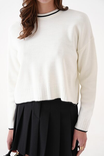 TRIKO TIME COLLECTION Wide Fit Ecru Knitwear Sweater - Soft Texture Tt00Tg15