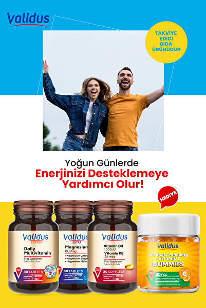 Validus Günlük Enerji Desteği- Daily Multivitamin - Magnezyum - D3 - K2 - Vitamin C