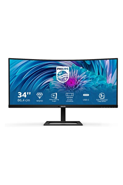 Philips 346E2CUAE 34" 100Hz 1Ms HDMI+DP+USB-C UWQHD FreeSync VA Curved Vesa M...